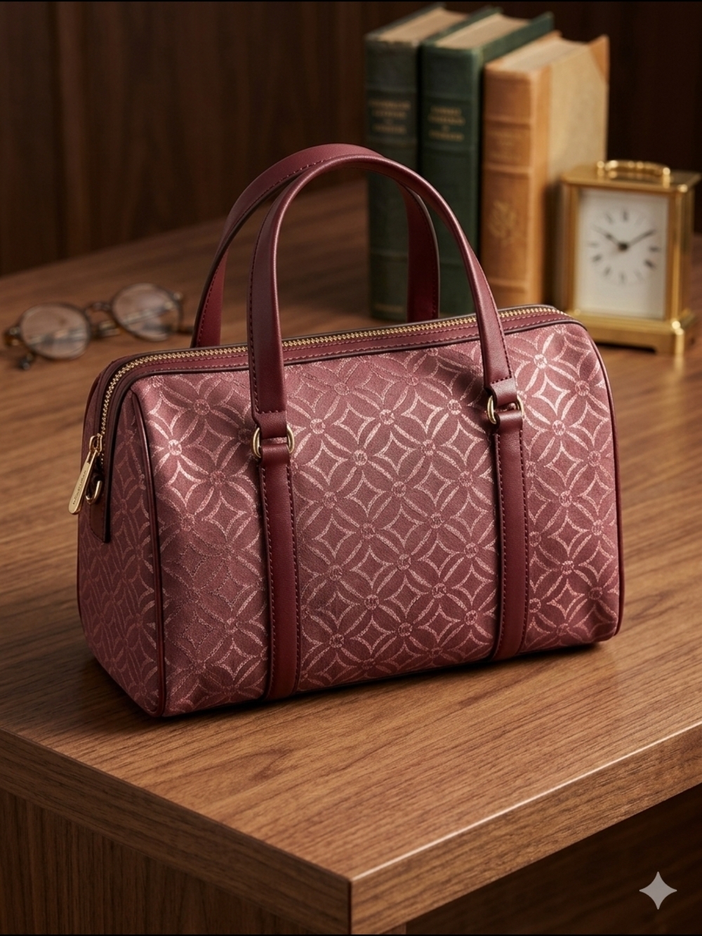 Michael Kors Travel Medium Duffle Satchel - Oxblood Multi Logo (NWT) - Picture 5 of 11
